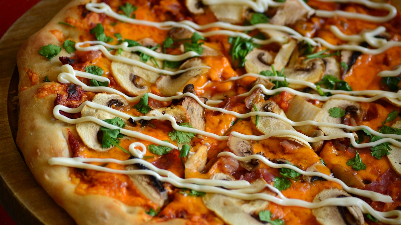Tasty Healthy Food Mushroom Pizza